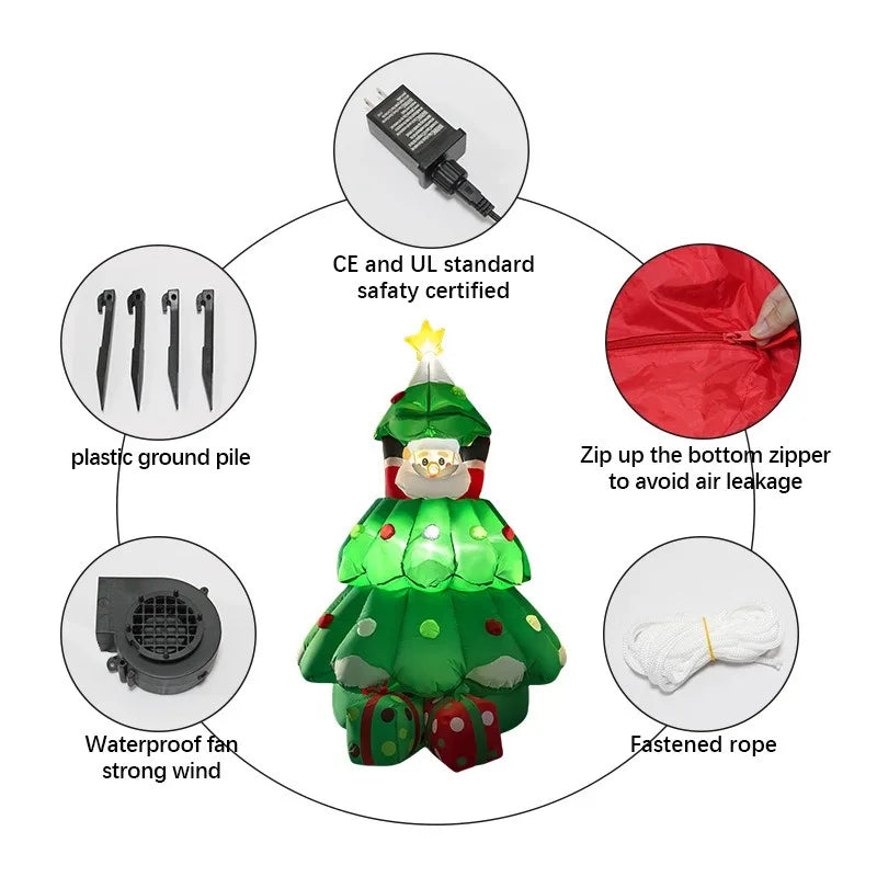 Christmas Inflatable Santa Claus Lifting Christmas Tree – LED Garden & Courtyard Decoration