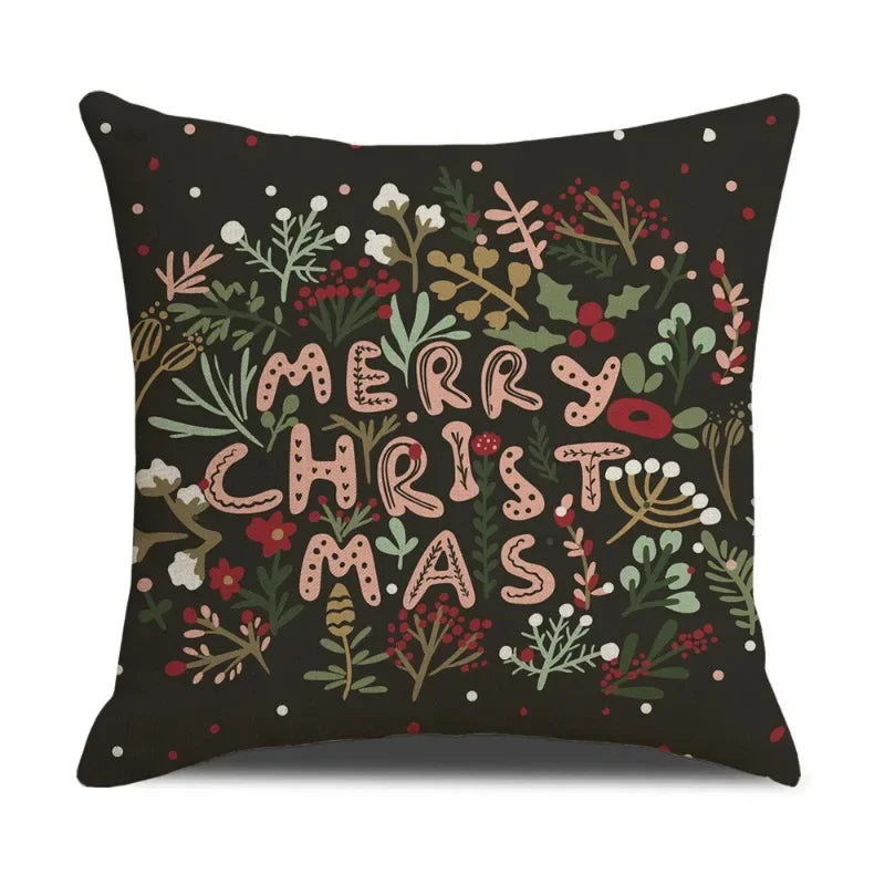 Set of 4 Christmas Winter Throw Pillow Cushion Covers – 45x45cm Festive Home & Outdoor Décor