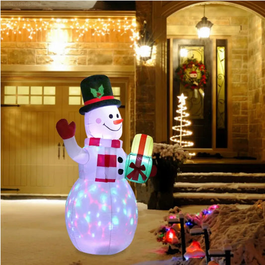 5ft (1.5m) Christmas Inflatable Snowman with Rotating LED Lights – Indoor & Outdoor Decoration