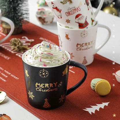 500ml Creative Christmas Ice Cream Mug – Ceramic Milk, Tea, & Water Cup for Santa & New Year Gifts