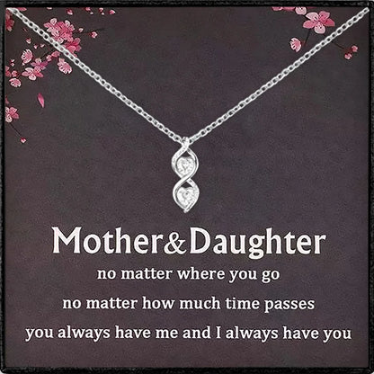 Mother-Daughter Interlocking Infinite Double Heart Necklace: A Symbol of Endless Love with Cubic Zirconia and Gift Packaging