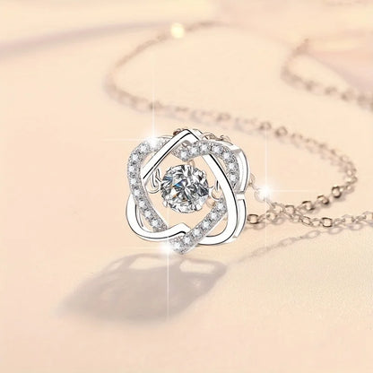 “To My Daughter” Heart-Knotted Necklace with Zirconia: A Heartfelt Gift with Elegant Packaging