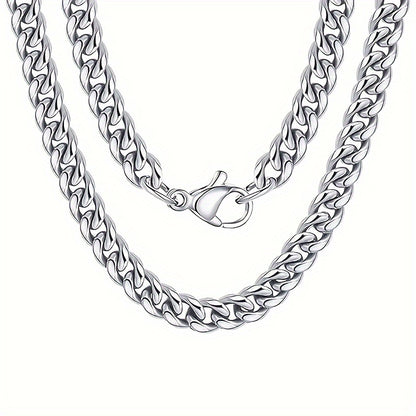 Classic Fashion Cuban Necklace - Stylish Stainless Steel Chain for Christmas, Thanksgiving, Birthdays, and Special Occasions