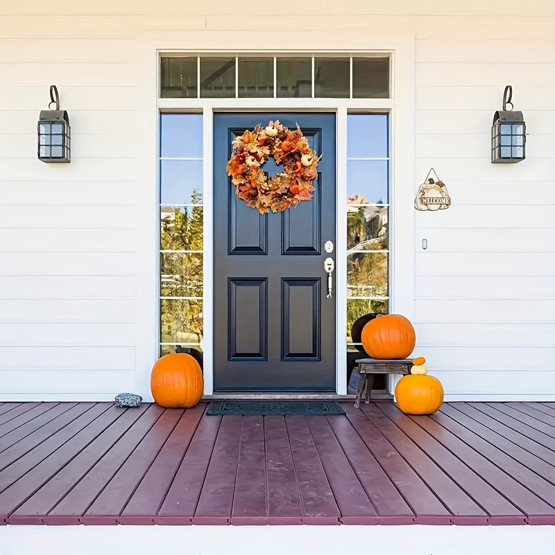 20'' Autumn Harvest Wreath with Pumpkins & Pine Cones - Thanksgiving & Halloween Décor