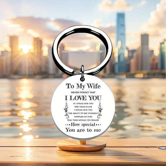 Round Keychain for Wife – Friendship & Love Theme with Engraved Message | Durable Split Ring Closure | Ideal for Birthday, Anniversary & Valentine's Day Gift