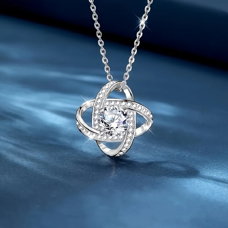 To my Beautiful Mom: Cubic Zirconia Love Knot Necklace Mom Gift, Mom Necklace, Mother's Day Gifts