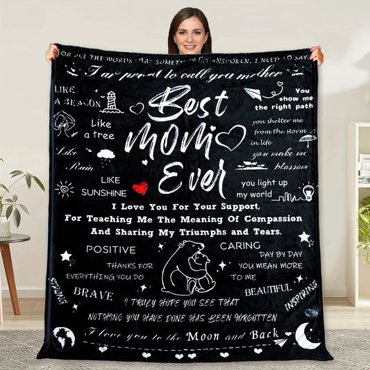 Best Mom Ever: Envelope Printed Blanket – Warm, Cozy, and Soft Throw for Couch, Bed, Sofa, Office, Camping, and Travel | Perfect Mother's Day Gift