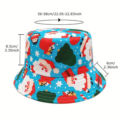 Miacawor Unisex Christmas Print Reversible Bucket Hat - Lightweight & Festive Double-Sided Design