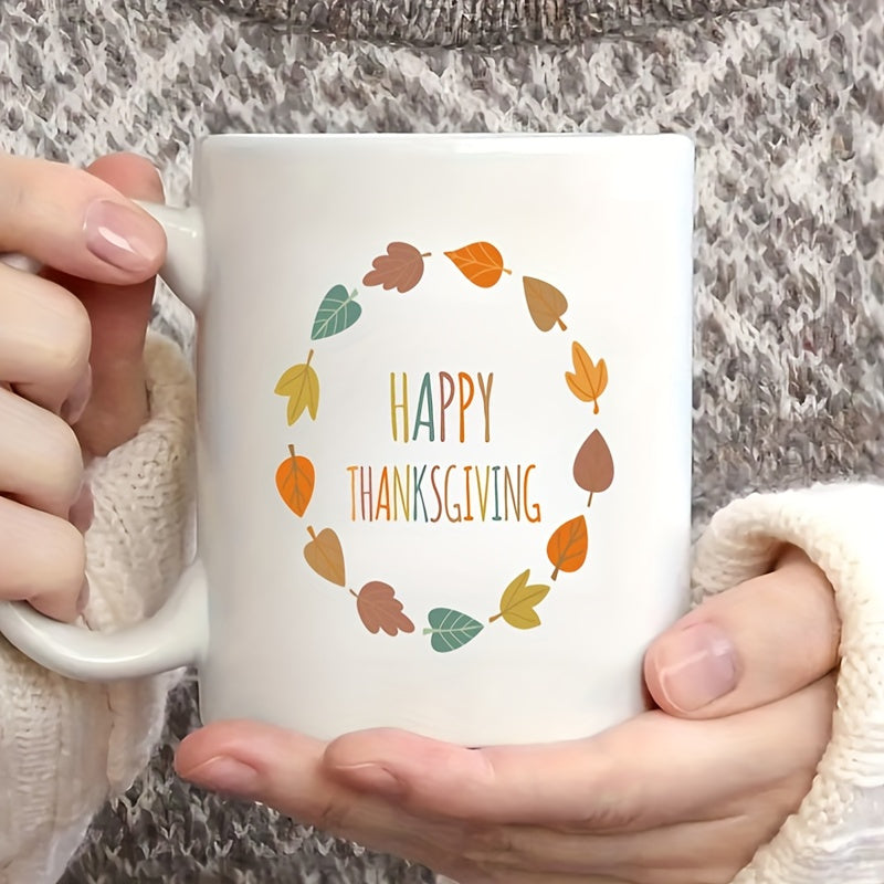 Funny Coffee Mug with Happy Thanksgiving Text – 11 oz