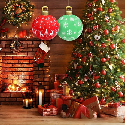 24-Inch Large PVC Inflatable Christmas Ball - Festive Outdoor Yard and Pool Decoration