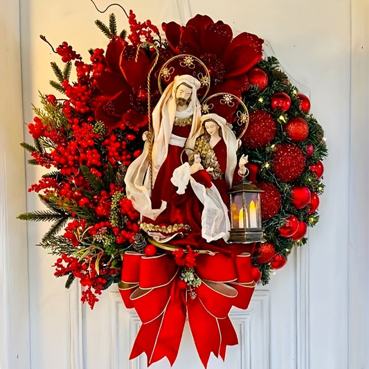 Traditional Rustic Wooden Wreath - Durable Indoor & Outdoor Holiday Decoration for Festive Celebrations