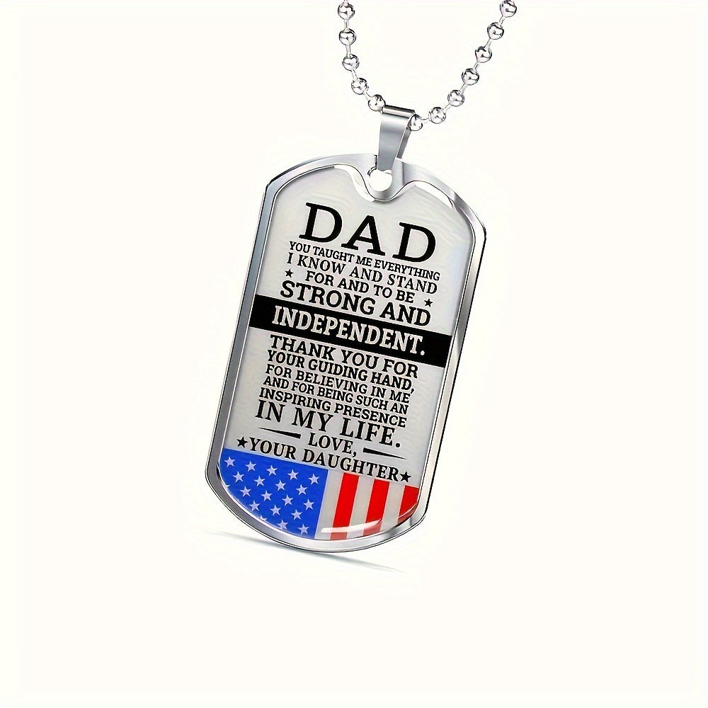 To my Dad from Daughter: Father's Day Gift from Daughter - Men's Stainless Steel Dog Tag Pendant Necklace with Inspirational Message for Dad - No Plating Jewelry Accessory