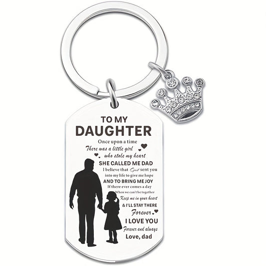 To my Daughter from Dad: Gift Keychain From Dad, Gifts For Daughters Birthday Gift For Step Daughter Her From Father