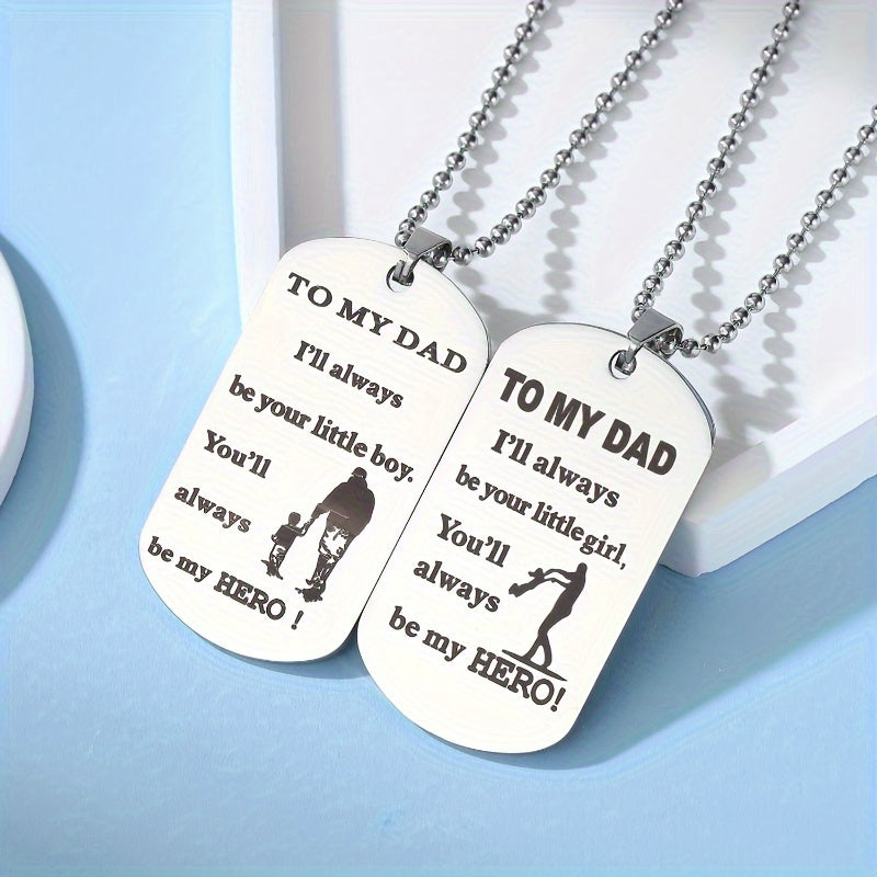 To my Dad: Dog Tag Gifts for Dad Father Dad Gift Idea from Wife Daughter Son Kids Stainless Steel Christmas Birthday Fathers Day Gift for Men Husband