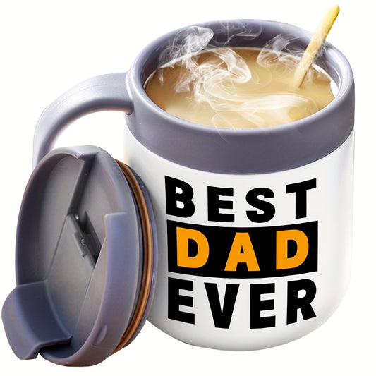 Best Dad Ever Insulated Coffee Mug with Handle and Lid – Funny Dad Mug for Christmas, Birthday, or Father's Day | Perfect Gift from Son or Daughter