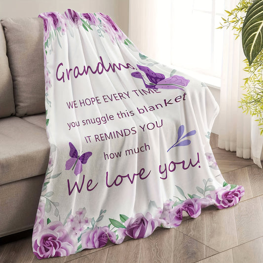 Grandma's Cozy Flannel Throw Blanket – Soft Plush Gift for Grandma (80" x 60") – Perfect for Christmas, Birthday, or Retirement