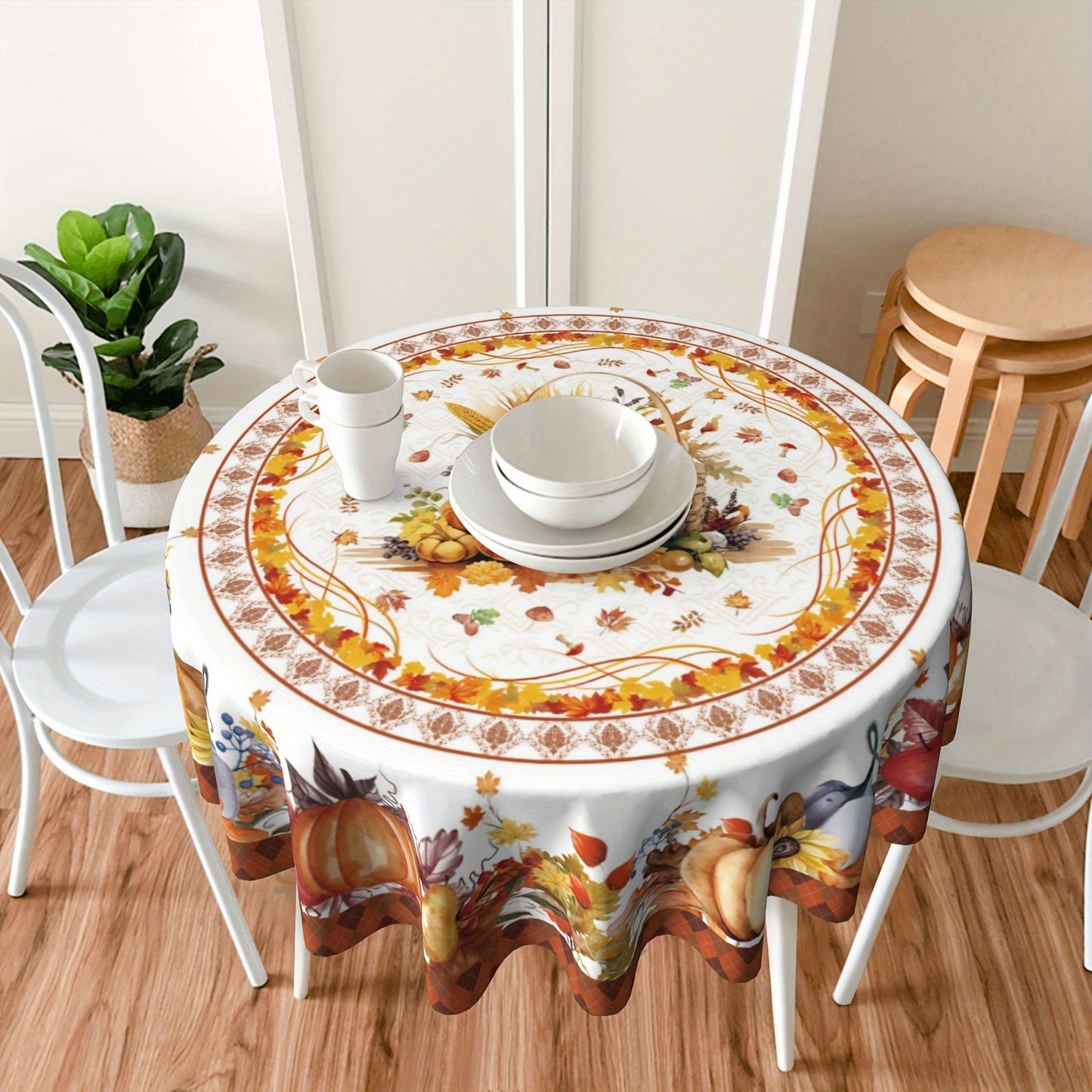 Fall Pumpkin Harvest Tablecloth – Thanksgiving Party Table Cover