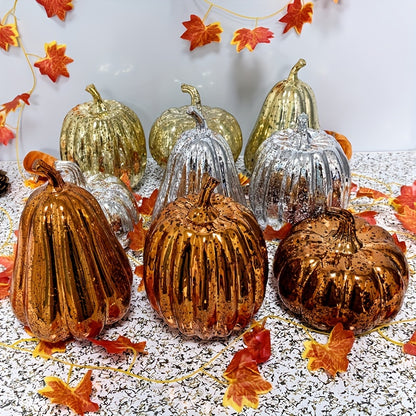 3-Piece Decorative Pumpkin Lights Set – Faux Glitter Pumpkins for Halloween, Thanksgiving, and Christmas Decor