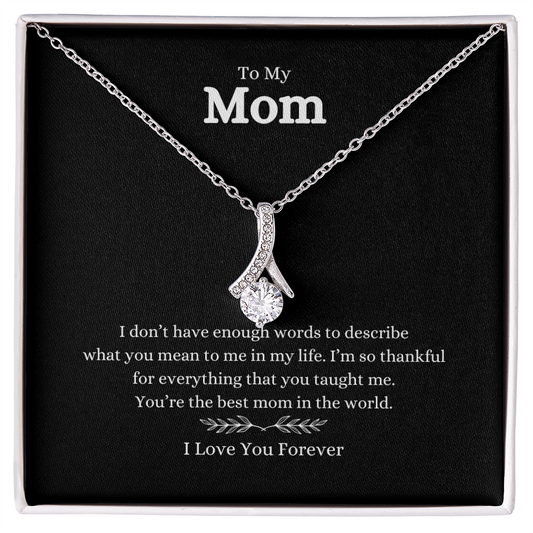 I don't have enough words Alluring Beauty Necklace with sparkling pendant in a gift box for mom