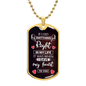 Someone Said Gift gold dog tag necklace with black background and heartfelt quote pendant