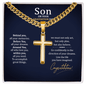 Gold Artisan Cross with Cuban Chain necklace from Someone Said Gift displayed on a graduation message card