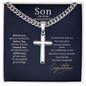 Artisan Cross with Cuban Chain necklace by Someone Said Gift displayed on a graduation message card
