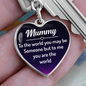 Gift for Mom – “Mummy, To the World You May Be Someone” Graphic Heart Keychain