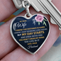 Gift for Wife – “My Dear Wife, I Know the Distance Is Hard” Graphic Heart Keychain