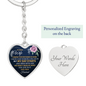 Gift for Wife – “My Dear Wife, I Know the Distance Is Hard” Graphic Heart Keychain