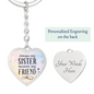 Gift for Sister – “Always My Sister, Forever My Friend” Graphic Heart Keychain