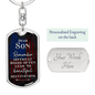 Dog tag necklace keychain gift for mom and son with American flag design and personalized engraving option