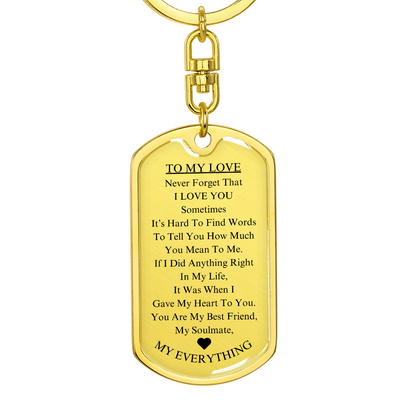 *To My Love: Keychain Gift for Husband, Wife, Boyfriend, or Girlfriend