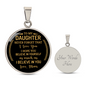 Gift for Daughter (from Mom) – “Never Forget That I Love You” Luxury Circle Pendant Necklace