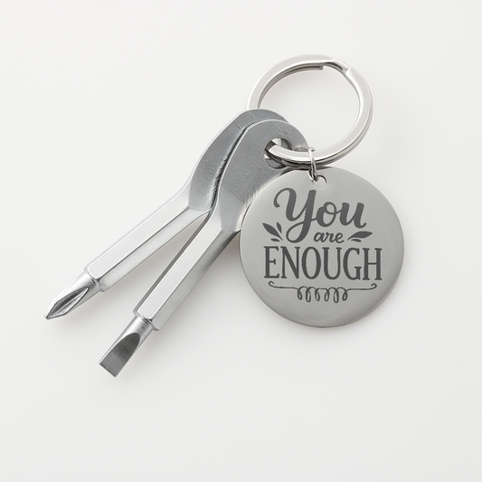 Gift for Boyfriend – “You Are Enough” Engraved Screwdriver Keychain Set