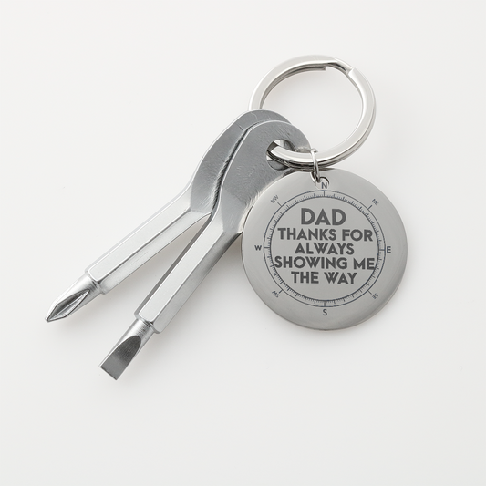 Gift for Dad – “Dad, Thanks for Always Showing Me the Way” Engraved Screwdriver Keychain Set