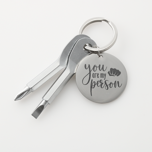 Gift for Boyfriend – “You Are My Person” Engraved Screwdriver Keychain Set