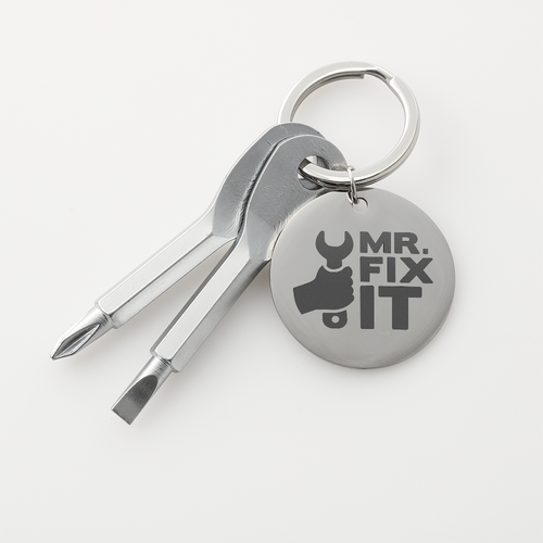 Gift for Him – “Mr Fix It” Engraved Screwdriver Keychain Set