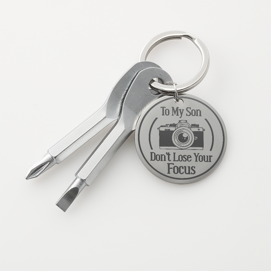 Gift for Son – “Don't Lose Your Focus” Engraved Screwdriver Keychain Set