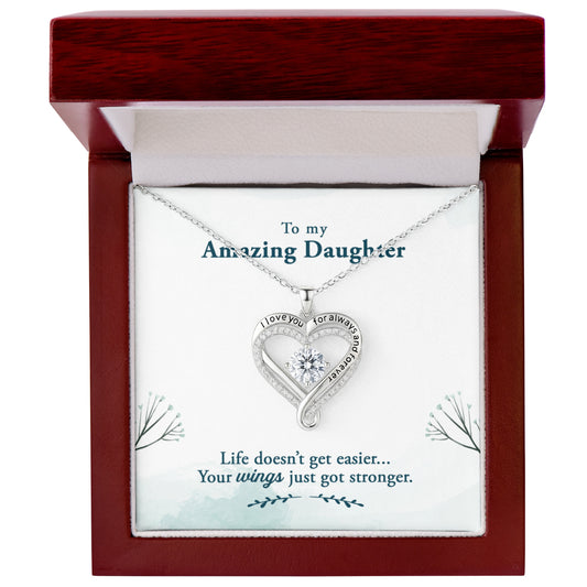 Gift for Daughter – “Your Wings Got Stronger” Love You Always Necklace