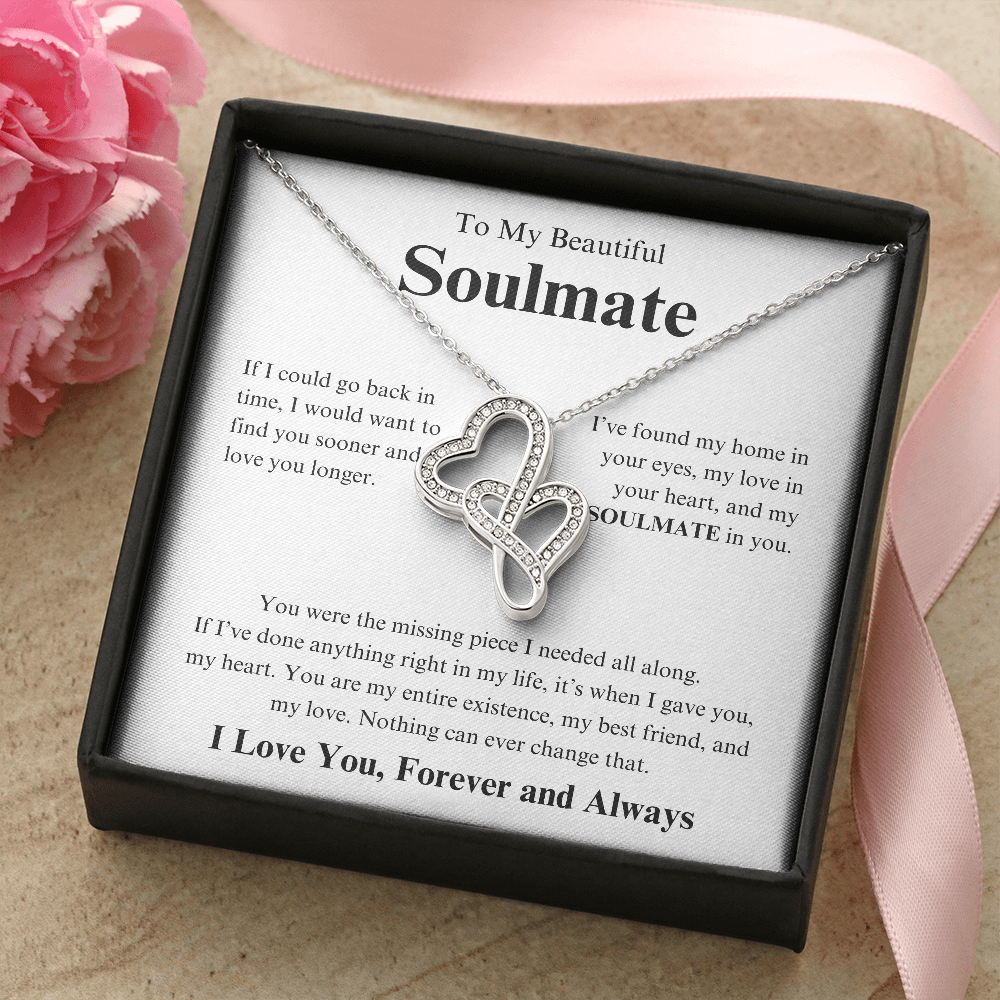 *To My Soulmate "Heart-to-heart Necklace" Romantic Gift for Her, Soulmate Jewelry, Anniversary Gift, Valentine's Day Necklace for Wife or Girlfriend