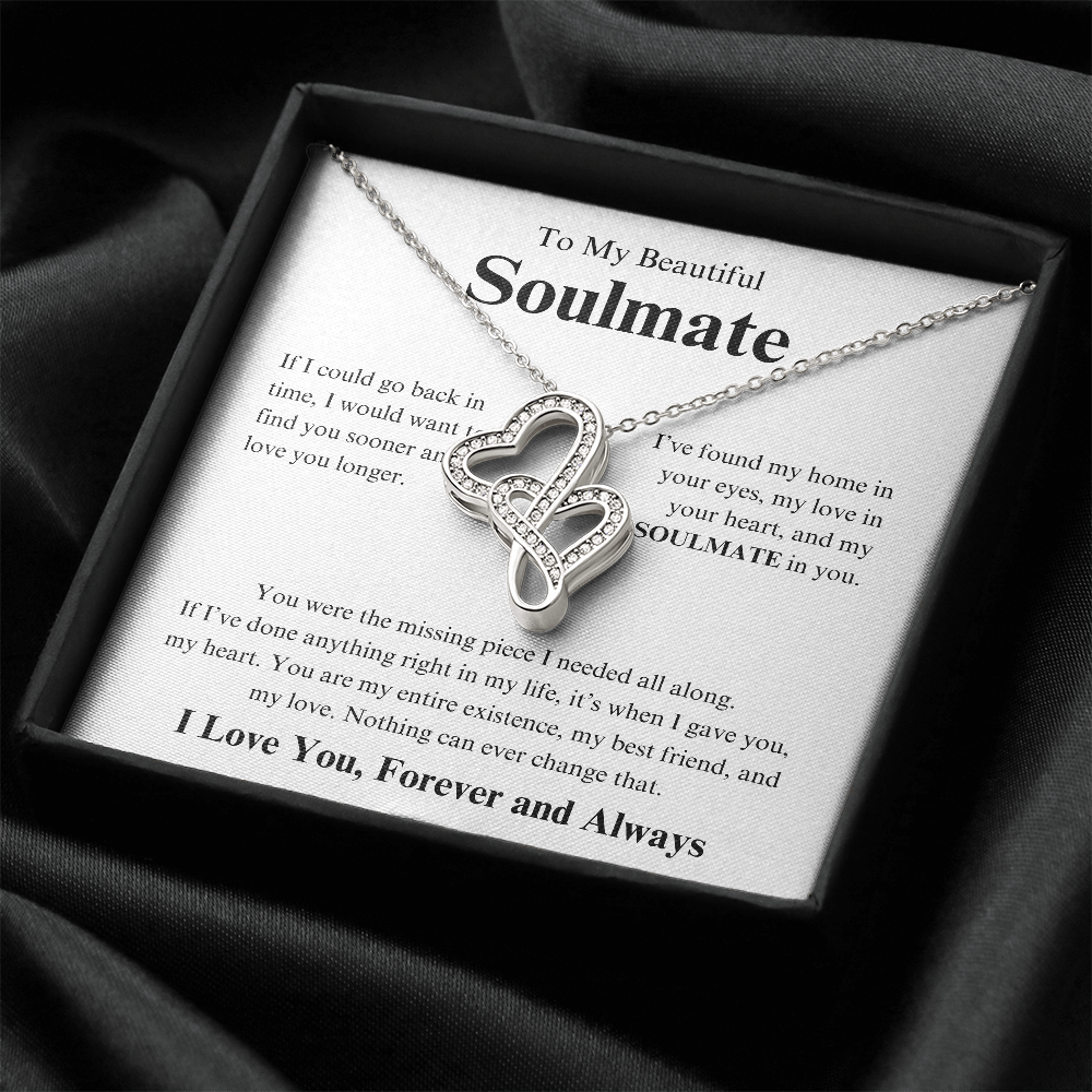 *To My Soulmate "Heart-to-heart Necklace" Romantic Gift for Her, Soulmate Jewelry, Anniversary Gift, Valentine's Day Necklace for Wife or Girlfriend