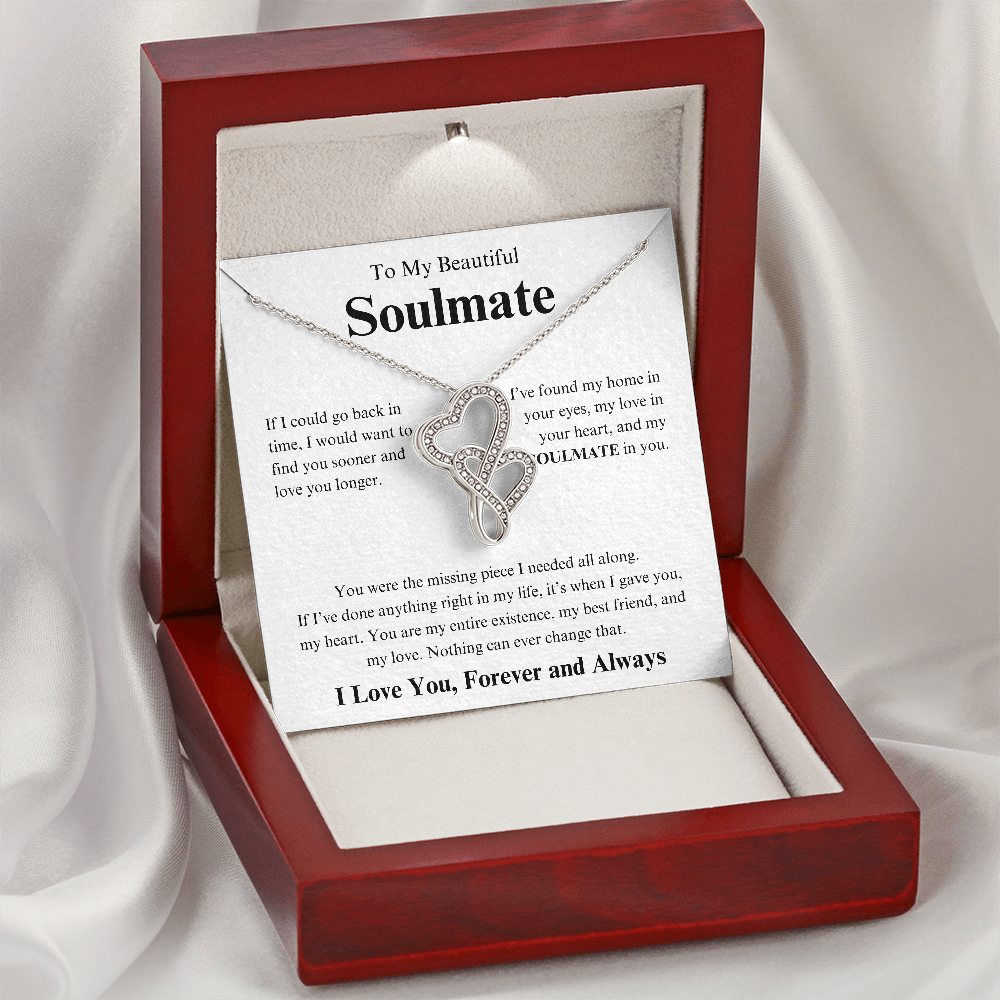 *To My Soulmate "Heart-to-heart Necklace" Romantic Gift for Her, Soulmate Jewelry, Anniversary Gift, Valentine's Day Necklace for Wife or Girlfriend