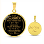 Gift for Daughter (from Mom) – “Never Forget That I Love You” Luxury Circle Pendant Necklace