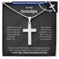 Gift for Grandfather "I will always be your little granddaughter..." Engraved Artisan Cross Necklace