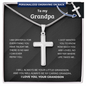 Gift for Grandfather "I will always be your little grandson..." Engraved Artisan Cross Necklace