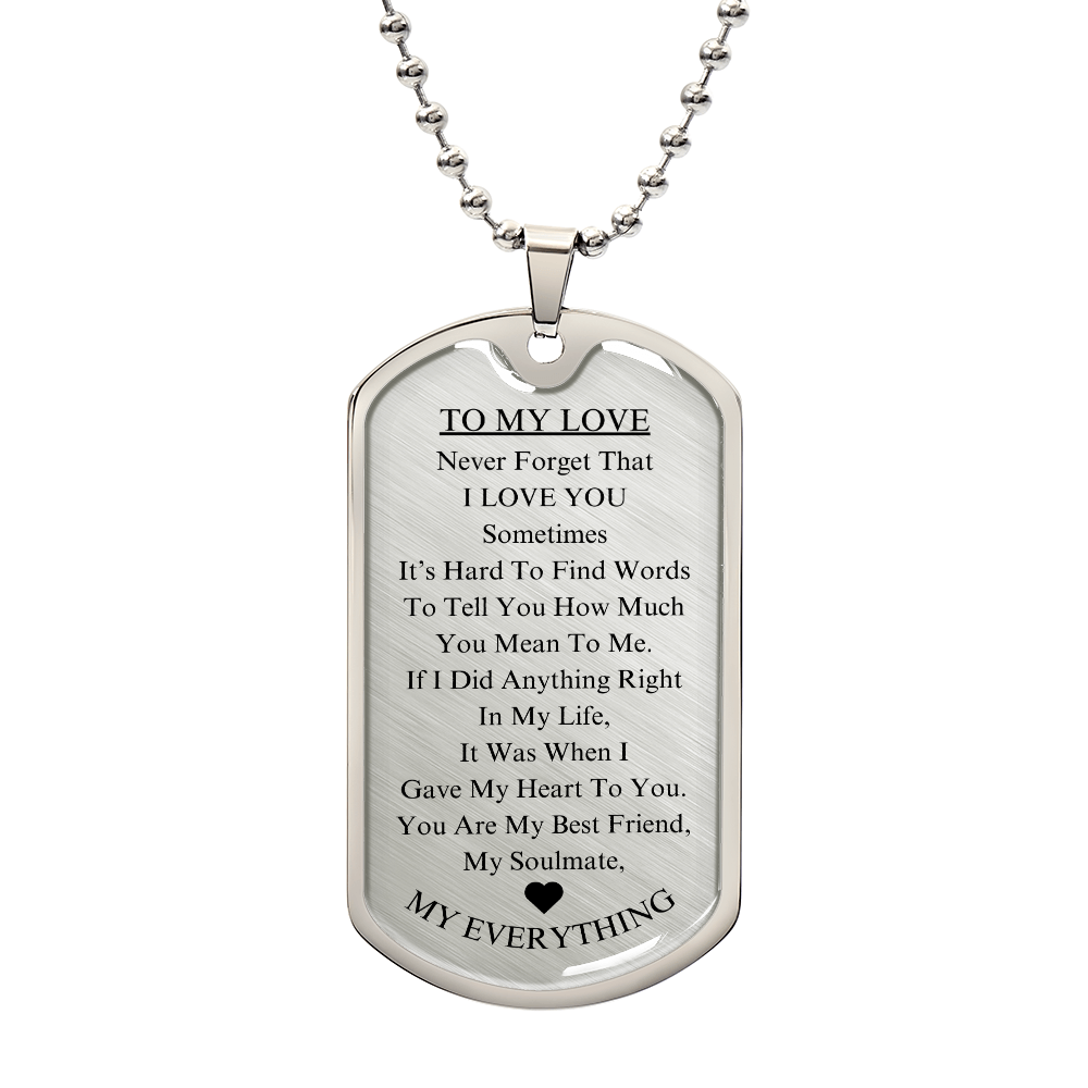 *To My Love: Luxury Military Chain Gift for Husband, Wife, Boyfriend, or Girlfriend