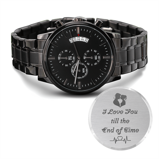 *The Husband/Boyfriend Black Chronograph Watch is the ultimate unique and luxury gift for your Husband/Boyfriend, perfect for Christmas, anniversaries, birthdays, Father's Day, Valentine's Day, or simply as a heartfelt "just because