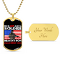 "He is not just a soldier, He is my Son..." Engraved Graphic Dog Tag Necklace Gift For Soldier Son From Mom