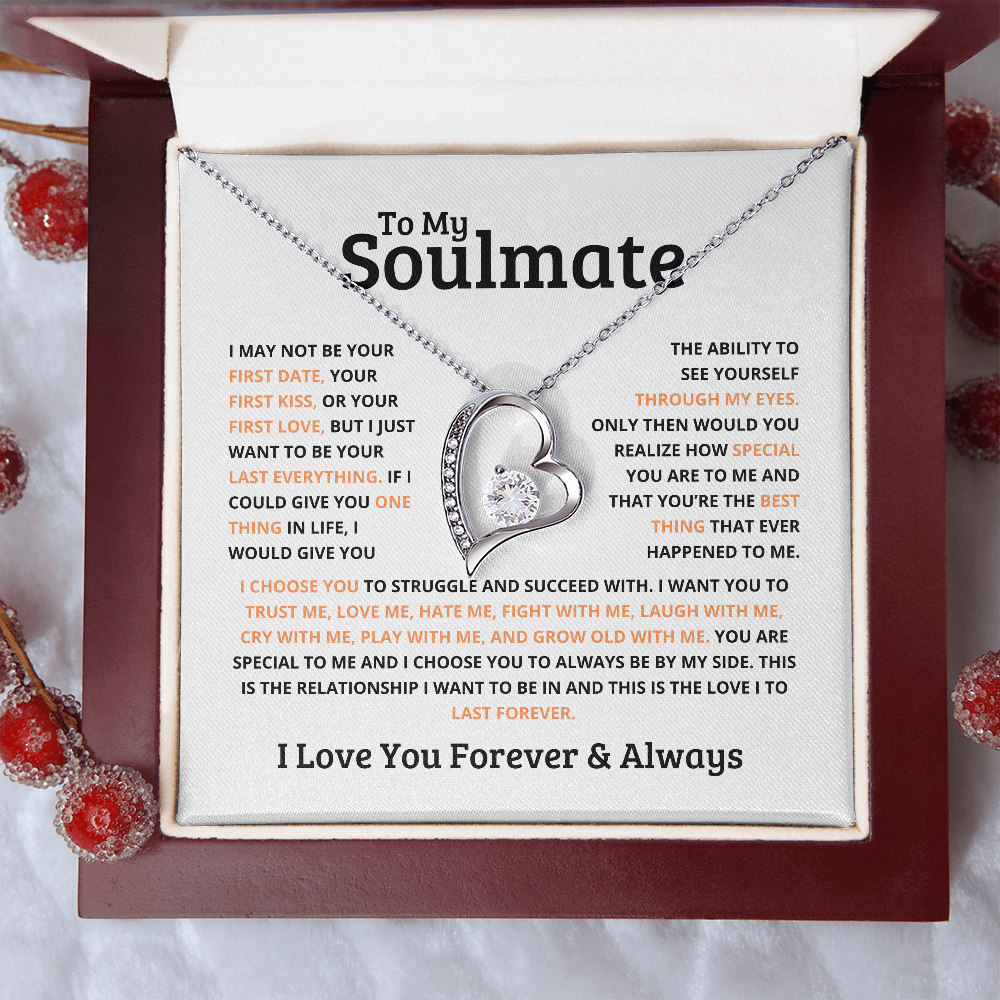 *To My Soulmate Necklace – Romantic Gift for Her, Soulmate Jewelry, Anniversary Gift, Valentine's Day Necklace for Wife or Girlfriend