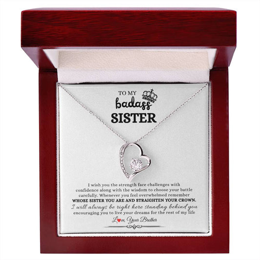 Gift for Sister (from Brother) – "I will always be right here standing behind you" Forever Love Necklace